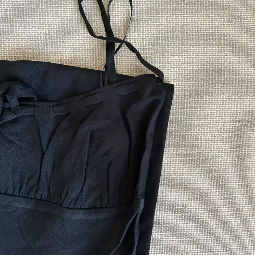 ✨ SALE Reformation Camira Midi Dress Sz2 Black Noir Slip French Party Cocktail - Picture 5 of 11